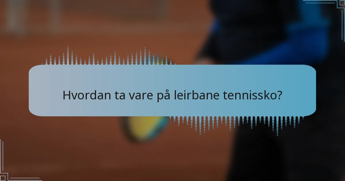 Hvordan ta vare på leirbane tennissko?